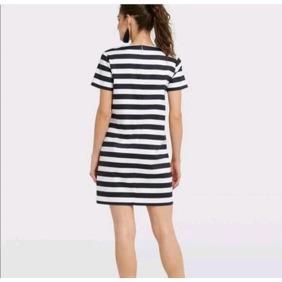 Draper James Size 6 Nassau Striped Mini Dress Blue White Nautical Stretch - Picture 3 of 9